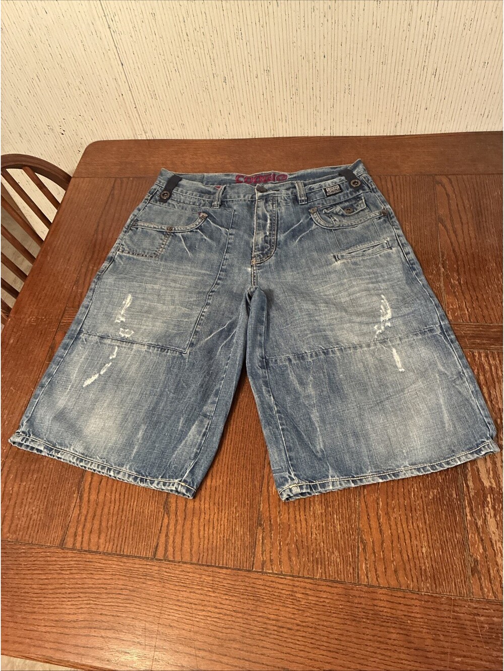 Coogi Shorts Mens 36 Blue Denim Baggy Embroidered Y2K Jean Hip Hop Skater